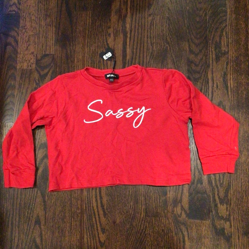 Fashion Nova - Mini Sassy Long Sleeve crop Top - Red